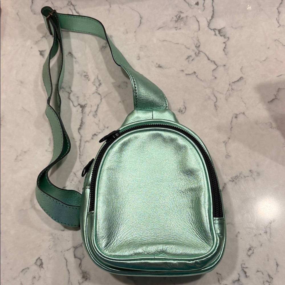 Mint Green Genuine Leather Crossbody Bag